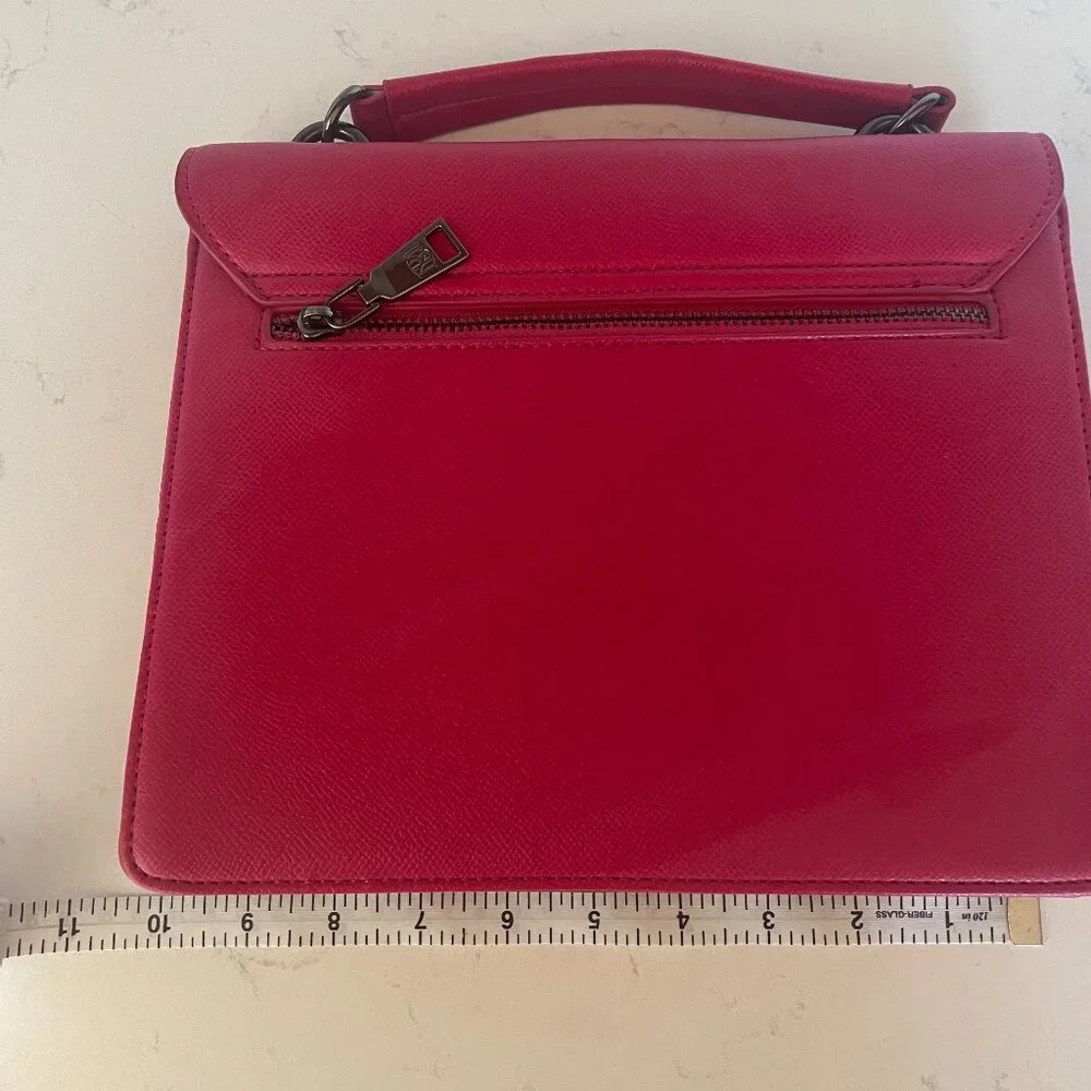 Badgley Mischka Pink Vegan Leather Top Handle Satchel, Removable Shoulder Strap‎
